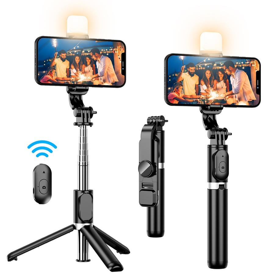 JMT-320394 Portable Bluetooth Selfie Stick Tripod with Retractable Design and Optional Beauty Fill Light