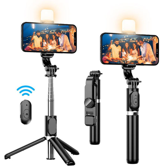 JMT-320394 Portable Bluetooth Selfie Stick Tripod with Retractable Design and Optional Beauty Fill Light