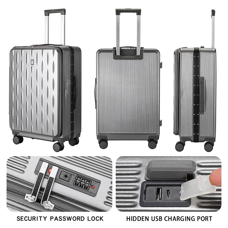 JMT-320906 Custom Logo Hard Shell Carry-On Suitcases in 20, 24, and 28 Inch Sizes