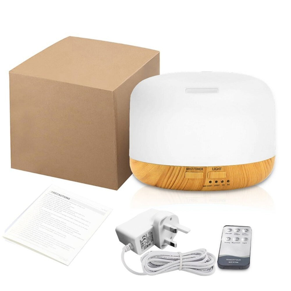 JMT-321162 Wood Grain Remote Control Humidifier with LED Aroma Lamp and 7 Color Lights