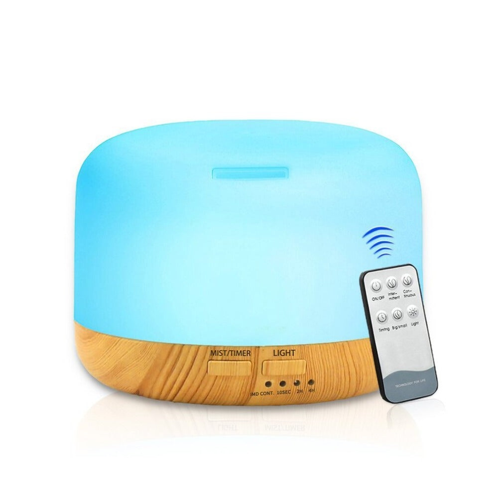JMT-321162 Wood Grain Remote Control Humidifier with LED Aroma Lamp and 7 Color Lights
