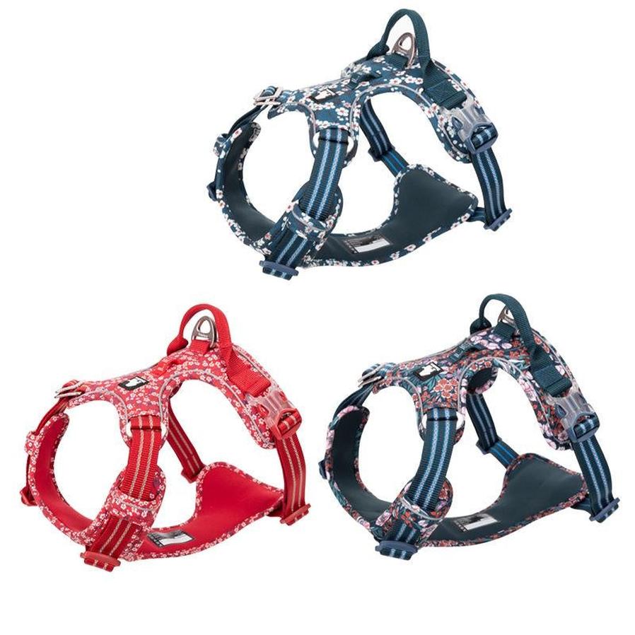 JMT-321354 Floral Pet Dog Chest Strap with Reflective Nylon and Aluminum Buckle for Enhanced Safety