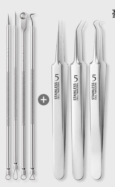 JMT-321418 Acne Removal Tool Set with Various Clips and Needles for Comprehensive Skin Care