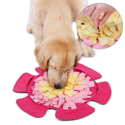 JMT-321482 Flower-Shaped Sniff Toy Dog Yoga Mat - Soft Polar Fleece, 48x48CM