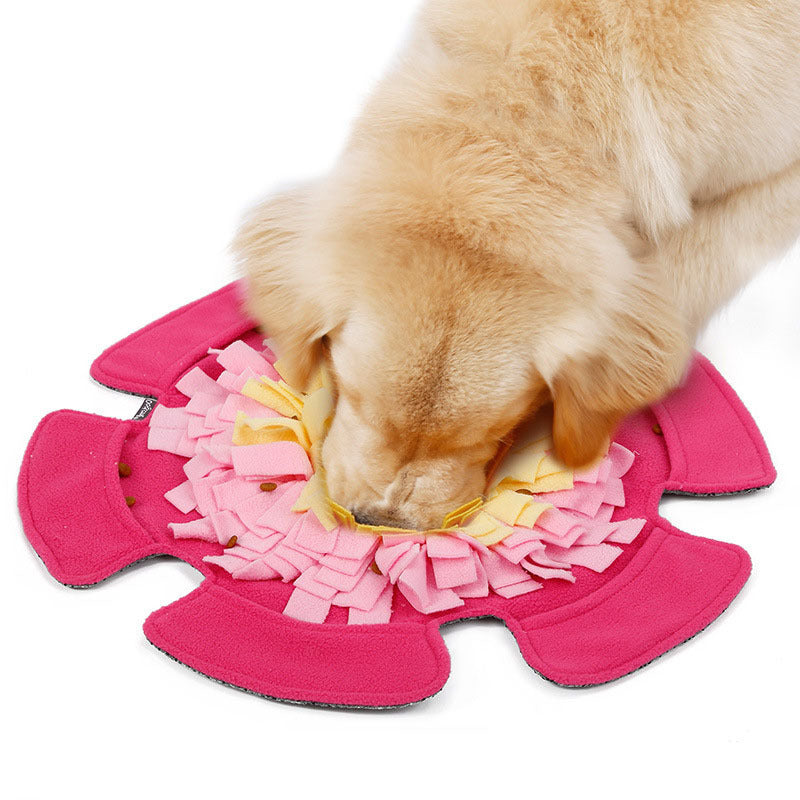 JMT-321482 Flower-Shaped Sniff Toy Dog Yoga Mat - Soft Polar Fleece, 48x48CM