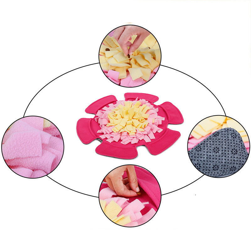 JMT-321482 Flower-Shaped Sniff Toy Dog Yoga Mat - Soft Polar Fleece, 48x48CM