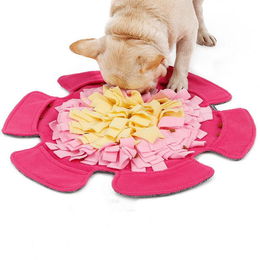 JMT-321482 Flower-Shaped Sniff Toy Dog Yoga Mat - Soft Polar Fleece, 48x48CM