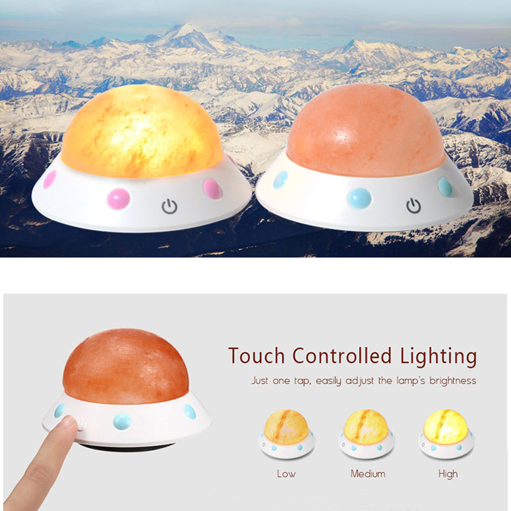 JMT-321674 UFO Shaped Himalayan Crystal Salt Lamp for Ambient Wellness and Decor