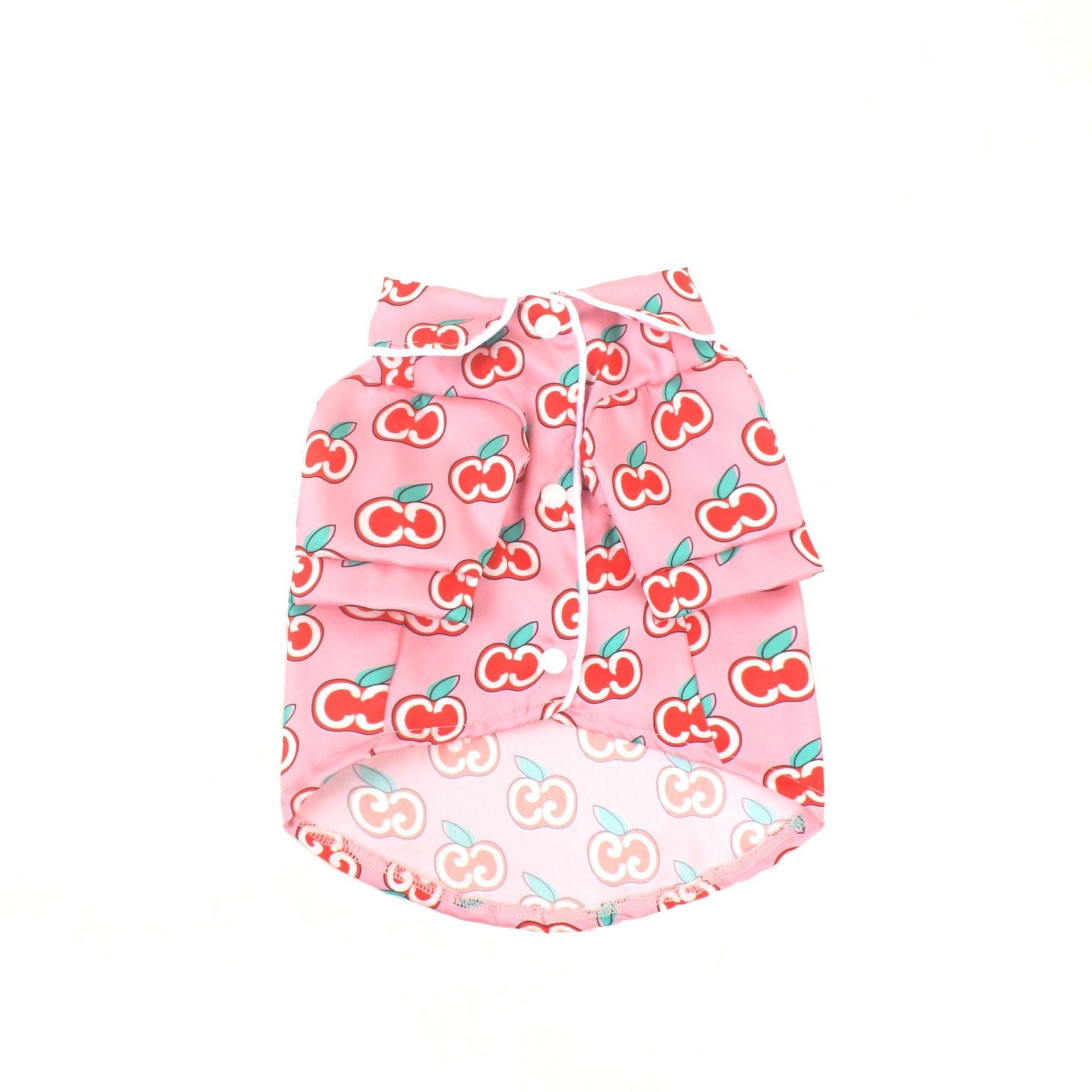 JMT-321802 Lightweight Cotton Pet Shirt in Pink Apple Design for Dogs - Casual Style for Male Dogs, Sizes S to XXL