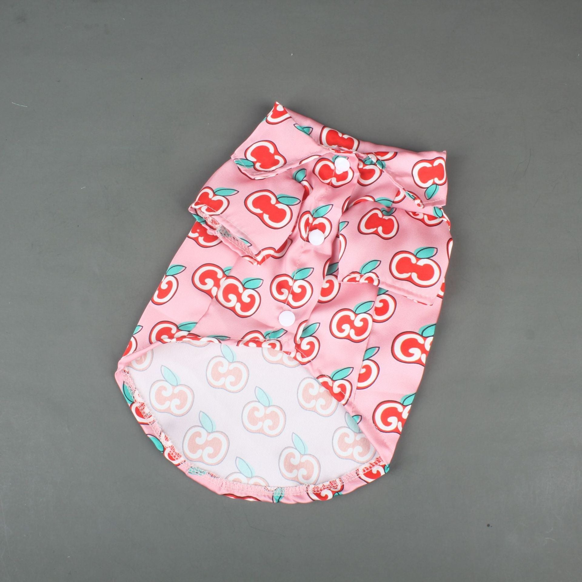 JMT-321802 Lightweight Cotton Pet Shirt in Pink Apple Design for Dogs - Casual Style for Male Dogs, Sizes S to XXL