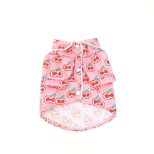 JMT-321802 Lightweight Cotton Pet Shirt in Pink Apple Design for Dogs - Casual Style for Male Dogs, Sizes S to XXL