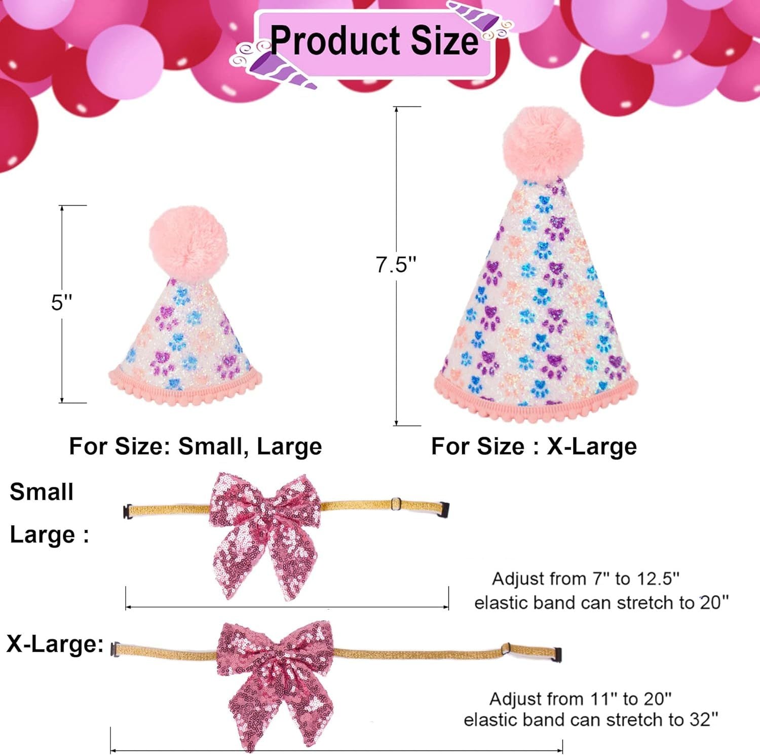 JMT-321994 Dog Birthday Celebration Supplies - Adjustable Party Hat with Numbers and Dog Bandana Set