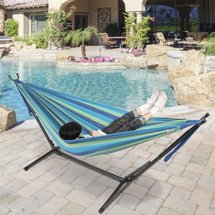 JMT-322058 Extra Long & Wide Double Hammock for Camping, Travel, Backyard, and Indoor Use with Carrying Pouch