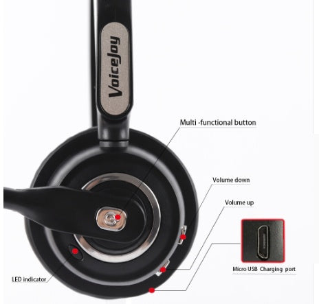 JMT-322314 Bluetooth Headset for Truck Drivers with Noise-Canceling Microphone and Wireless Music Functionality