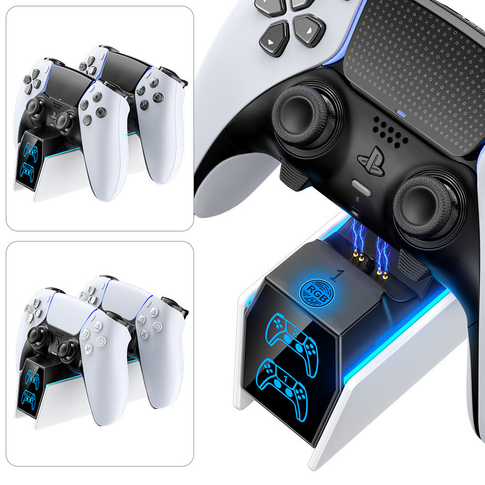 JMT-322506 Wireless Charger for PS5 Controllers with RGB LED Indicator - White