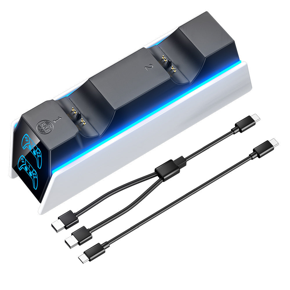 JMT-322506 Wireless Charger for PS5 Controllers with RGB LED Indicator - White