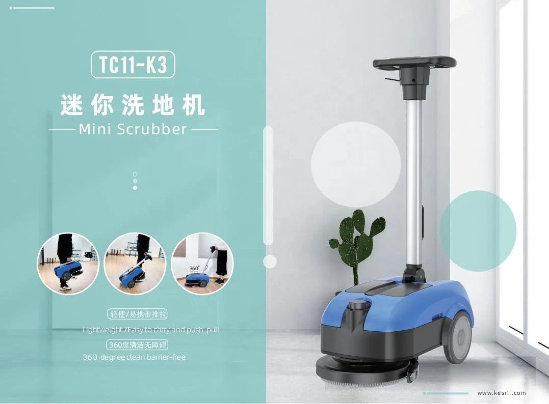 JMT-322634 180 Degree Electric Rotating Brush Plate Walk Behind Mini Floor Scrubber