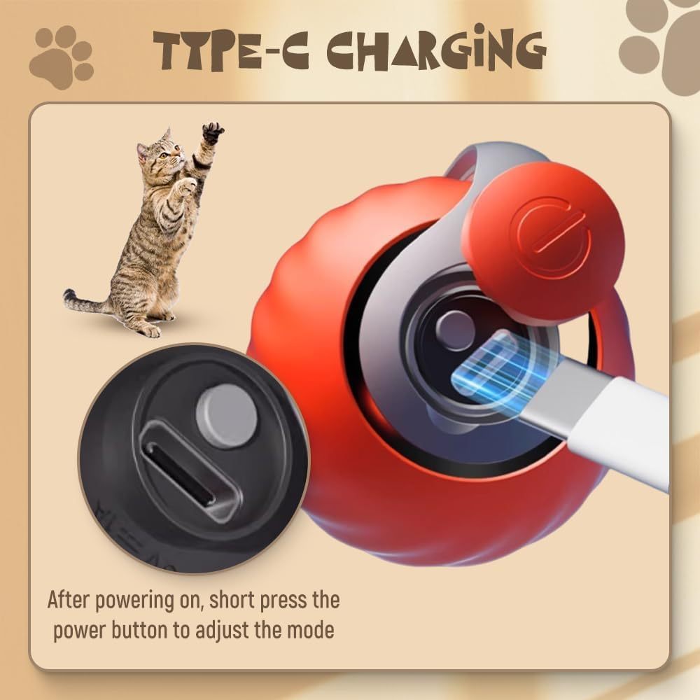 JMT-323146 Self-Rolling Interactive Cat and Dog Toy Ball with Touch Control - Rechargeable, Durable, and Easy to Clean