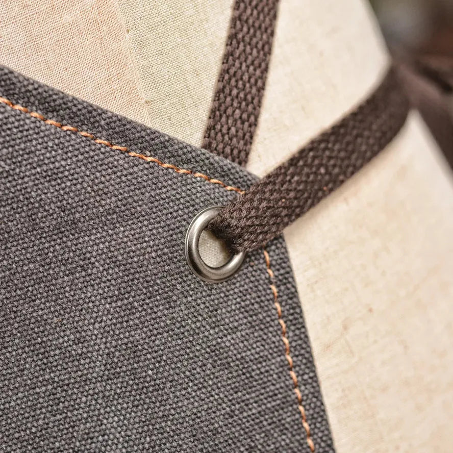 JMT-323210 Vintage Handmade Canvas Apron for Kitchen and Cafe Work, Unisex Leather Trim