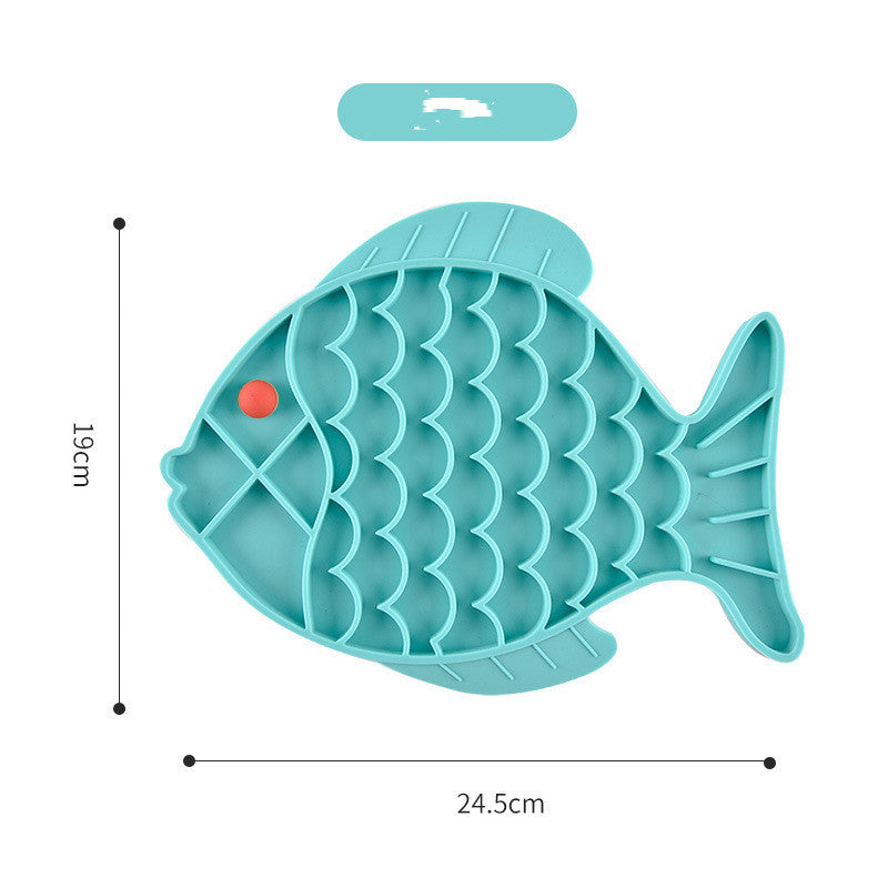 JMT-323338 Fish-Shaped Silicone Slow Feeding Mat for Dogs and Cats - Licking Plate and Dinner Bowl