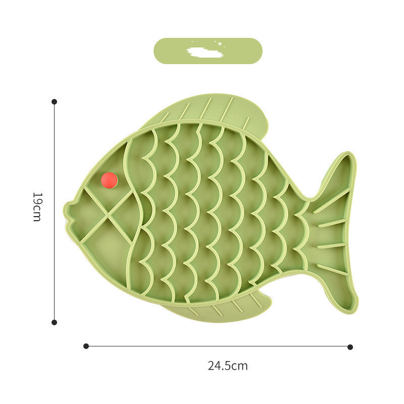 JMT-323338 Fish-Shaped Silicone Slow Feeding Mat for Dogs and Cats - Licking Plate and Dinner Bowl