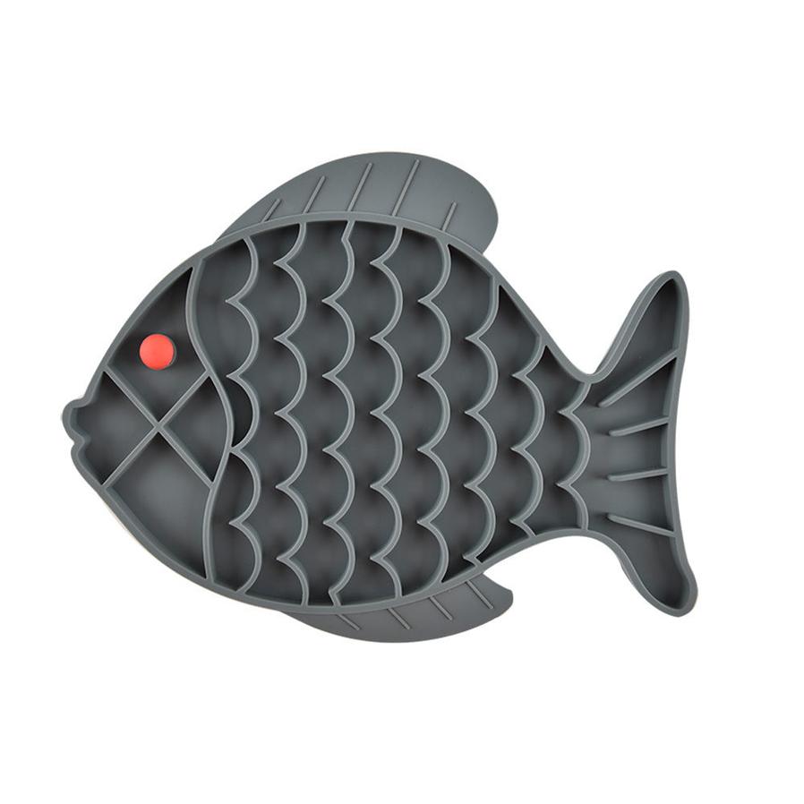 JMT-323338 Fish-Shaped Silicone Slow Feeding Mat for Dogs and Cats - Licking Plate and Dinner Bowl