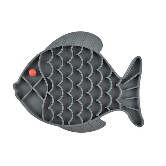 JMT-323338 Fish-Shaped Silicone Slow Feeding Mat for Dogs and Cats - Licking Plate and Dinner Bowl
