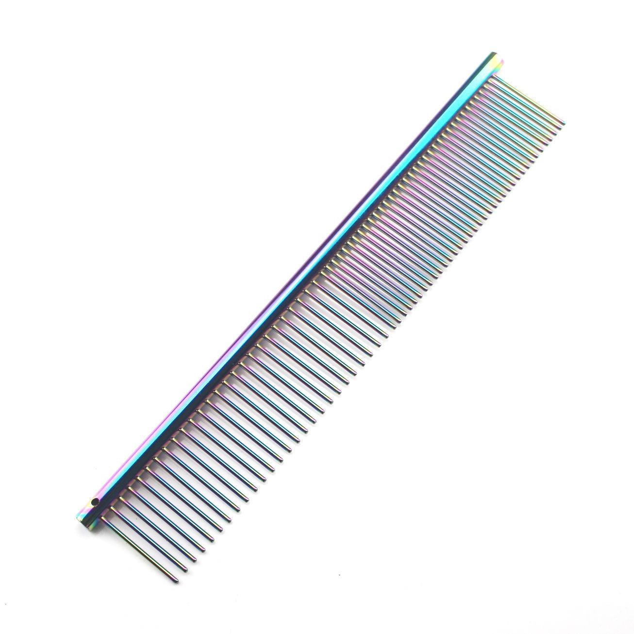 JMT-323402 Stainless Steel Medium Pet Comb with Electroplating and Piano Lacquer Finishes, 19x3.5cm