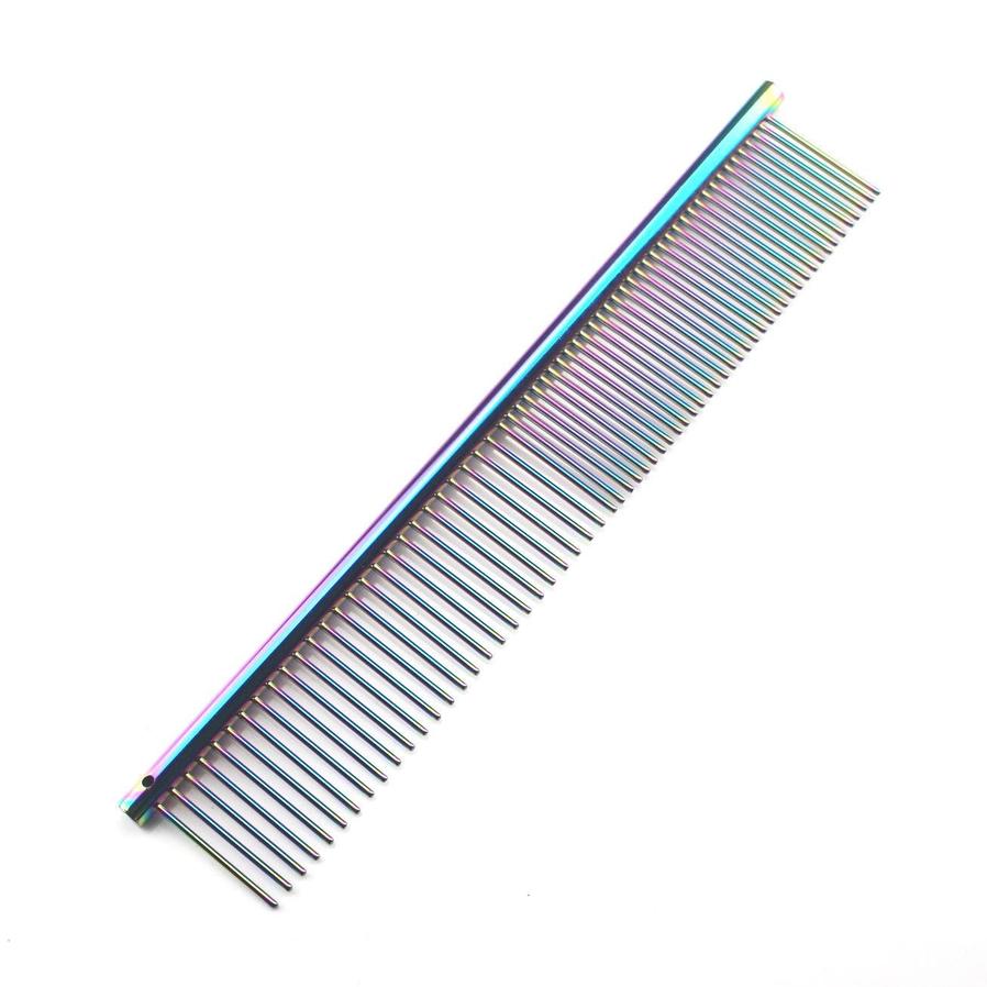 JMT-323402 Stainless Steel Medium Pet Comb with Electroplating and Piano Lacquer Finishes, 19x3.5cm