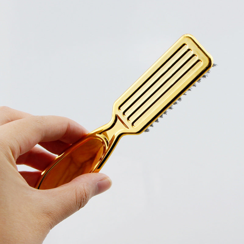 JMT-323466 Retro Gradient Electroplated Hair Brush for Neck Cleaning and Beard Grooming - Available in Gold, Black, and Silver