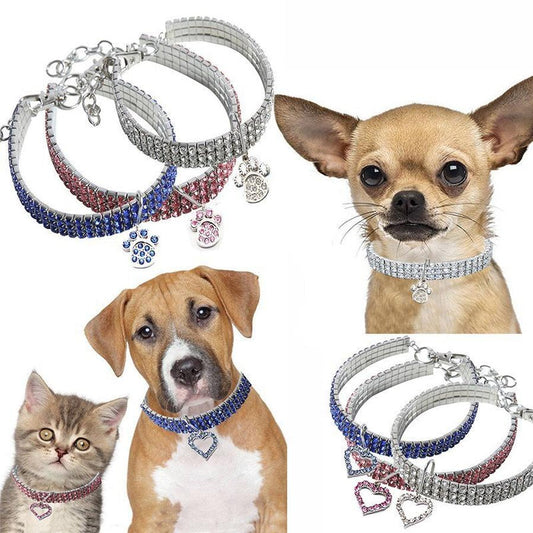 JMT-323978 Crystal Elastic Pet Collar - Cartoon Design for All Seasons and Festivals