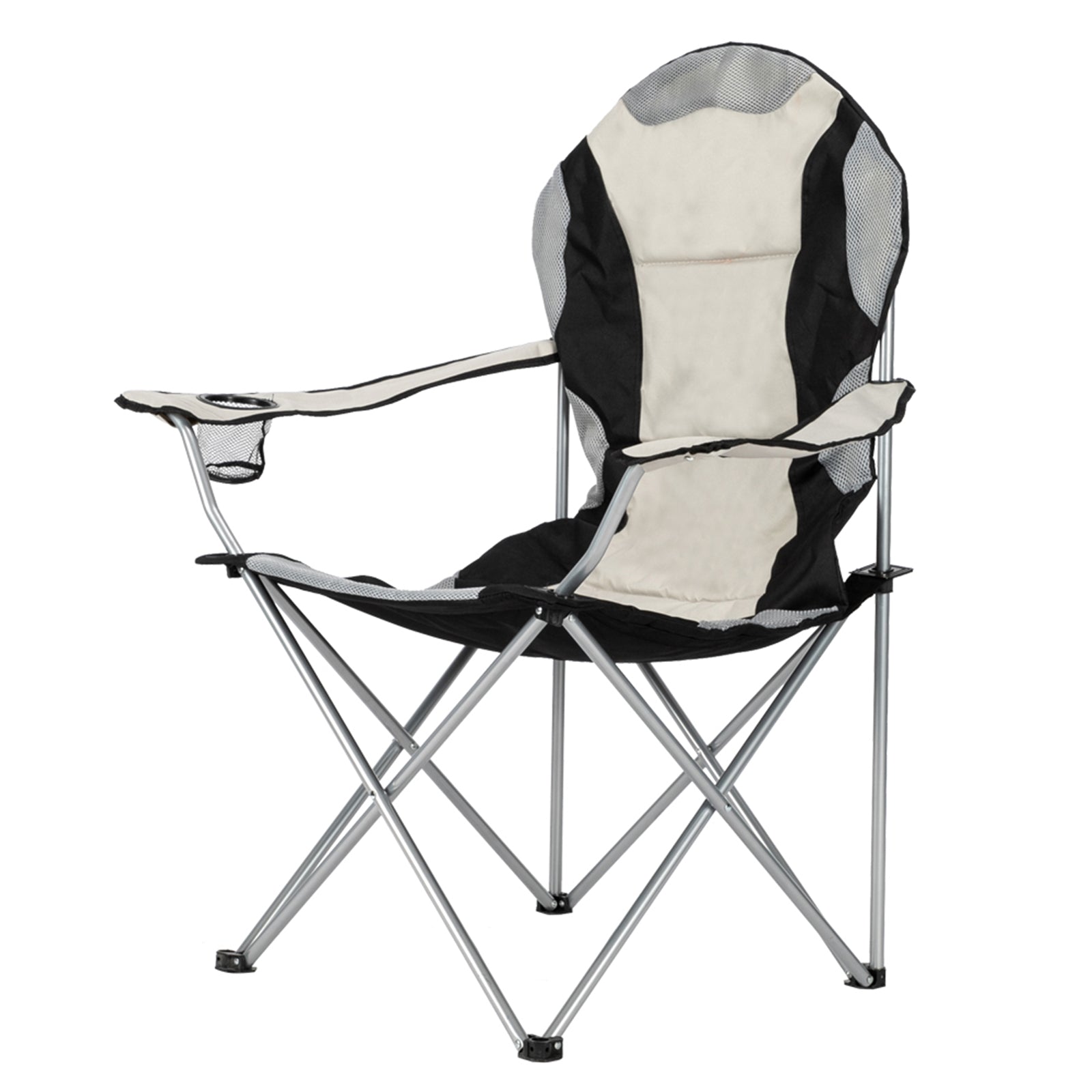 JMT-324170 Grey Iron Frame Camping Chair with Off-White Fabric