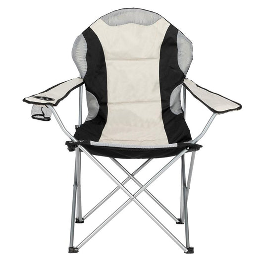 JMT-324170 Grey Iron Frame Camping Chair with Off-White Fabric