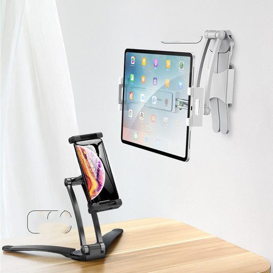 JMT-324170 Wall-Mounted iPad Bracket for 5-15.6 Inch Devices, Adjustable Desktop Live Broadcast Support Frame in Silver-White and Black