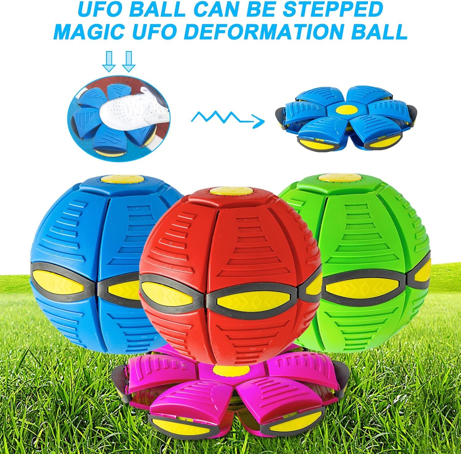 JMT-324298 Magic Flying Saucer Ball for Dogs - Stomp to Transform into Interactive Toy for Outdoor Play, Enhances Training and Activity