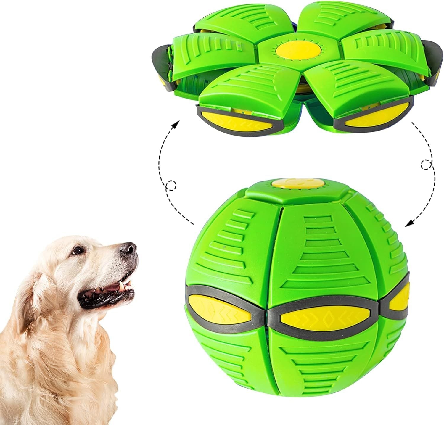 JMT-324298 Magic Flying Saucer Ball for Dogs - Stomp to Transform into Interactive Toy for Outdoor Play, Enhances Training and Activity