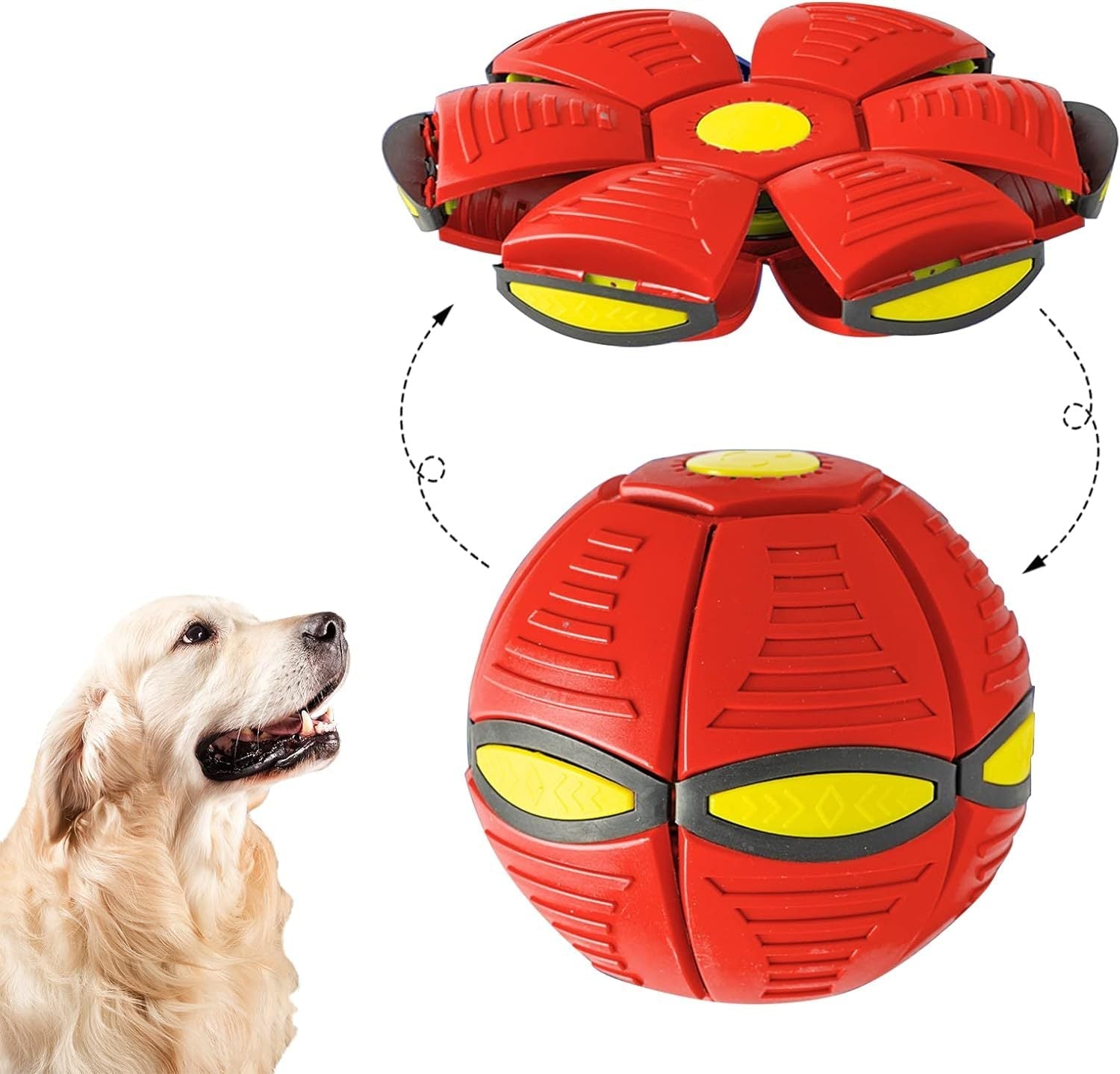 JMT-324298 Magic Flying Saucer Ball for Dogs - Stomp to Transform into Interactive Toy for Outdoor Play, Enhances Training and Activity