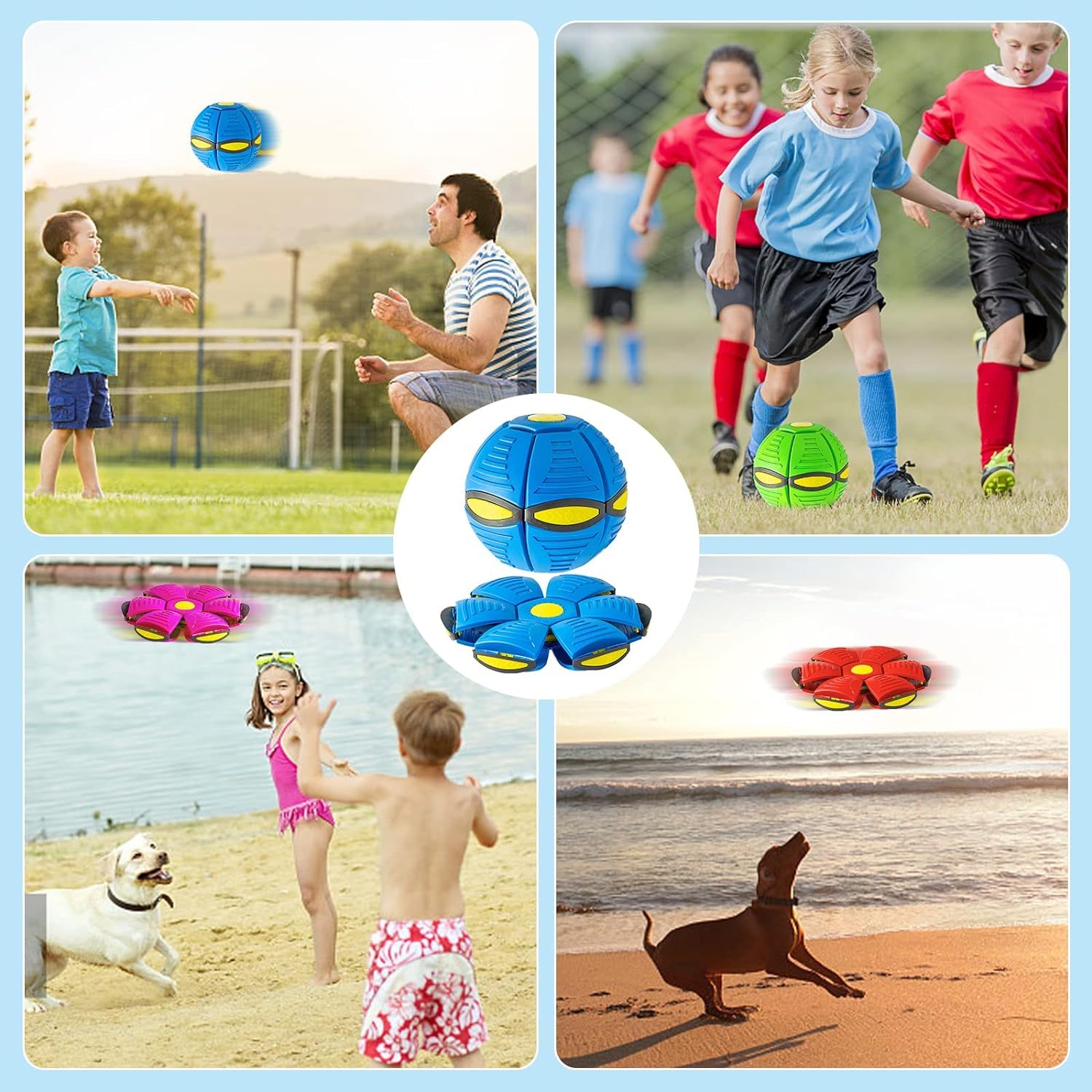 JMT-324298 Magic Flying Saucer Ball for Dogs - Stomp to Transform into Interactive Toy for Outdoor Play, Enhances Training and Activity