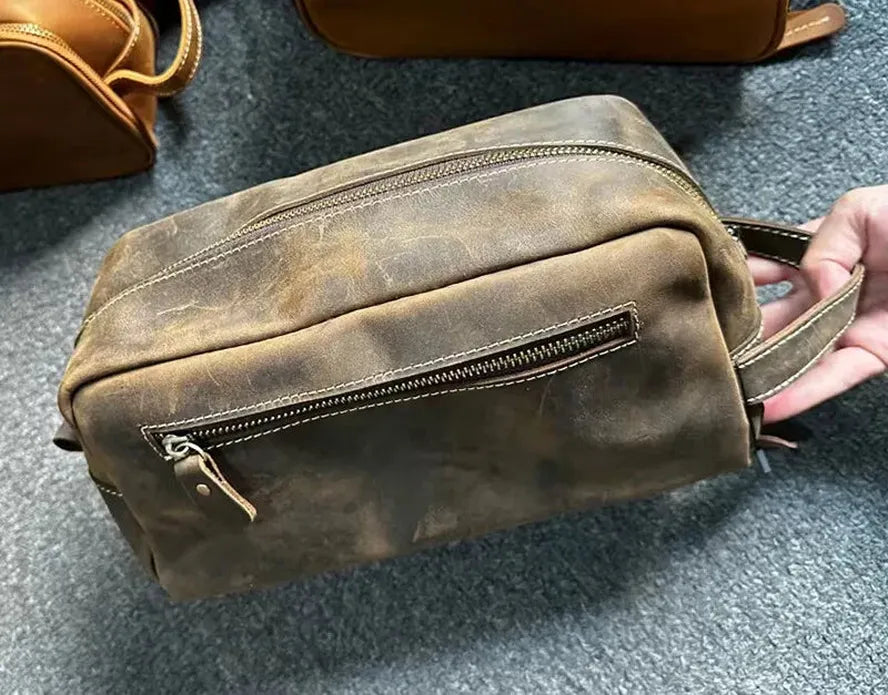 JMT-324362 Genuine Leather Unisex Travel Dopp Kit Toiletry Bag - QB1002