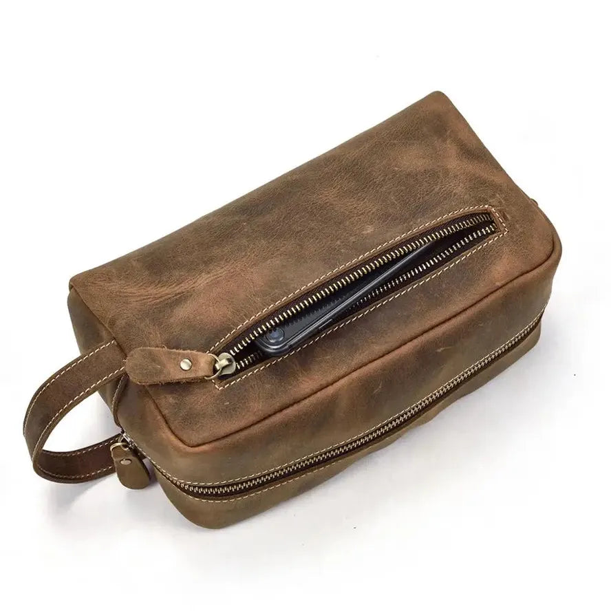 JMT-324362 Genuine Leather Unisex Travel Dopp Kit Toiletry Bag - QB1002