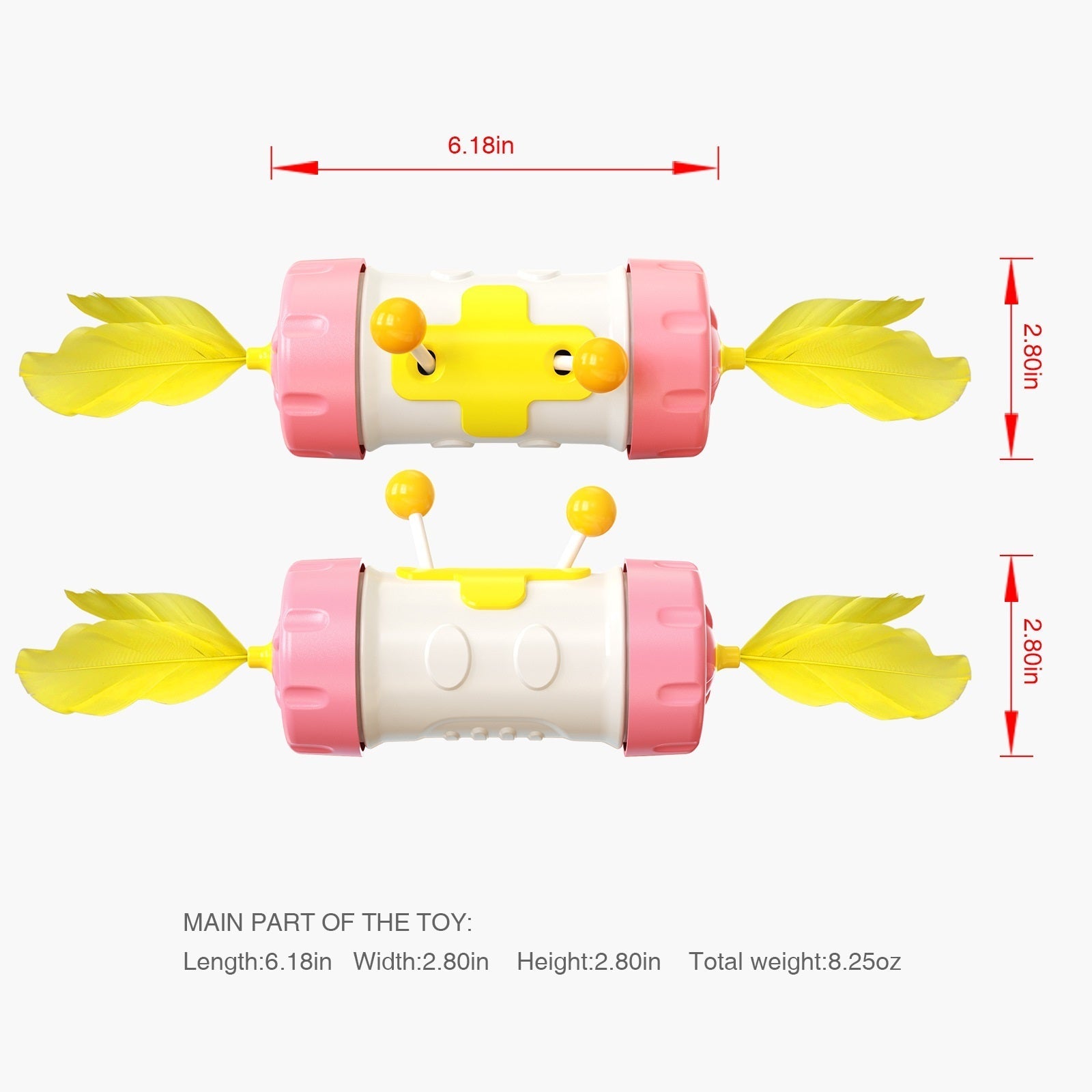 JMT-324618 Interactive Feather Chaser Toy for Cats - Balance and Puzzle Training Stick with Tumbler Base