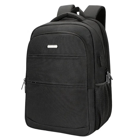 JMT-324874 Anti-Theft Waterproof USB Charging Laptop Backpack in Large Capacity - Stylish Pink and Black Nylon Design