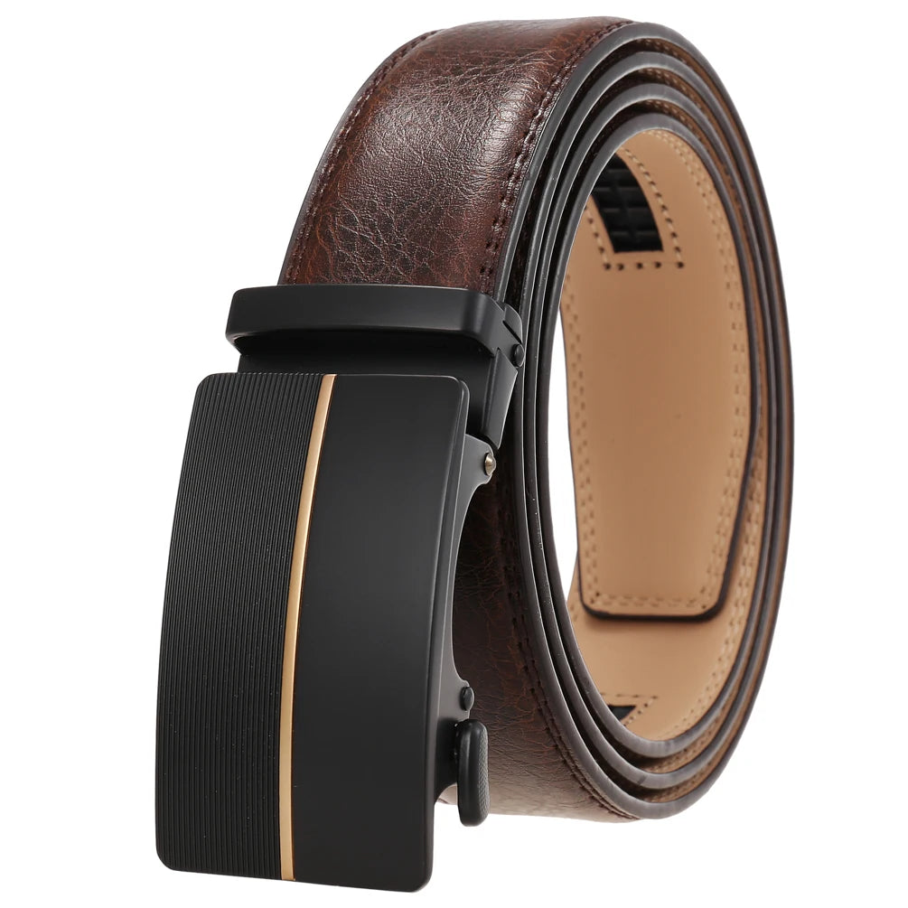 JMT-325066 Men's Leather Belt with Automatic Metal Buckle - Model LY36-22036-1