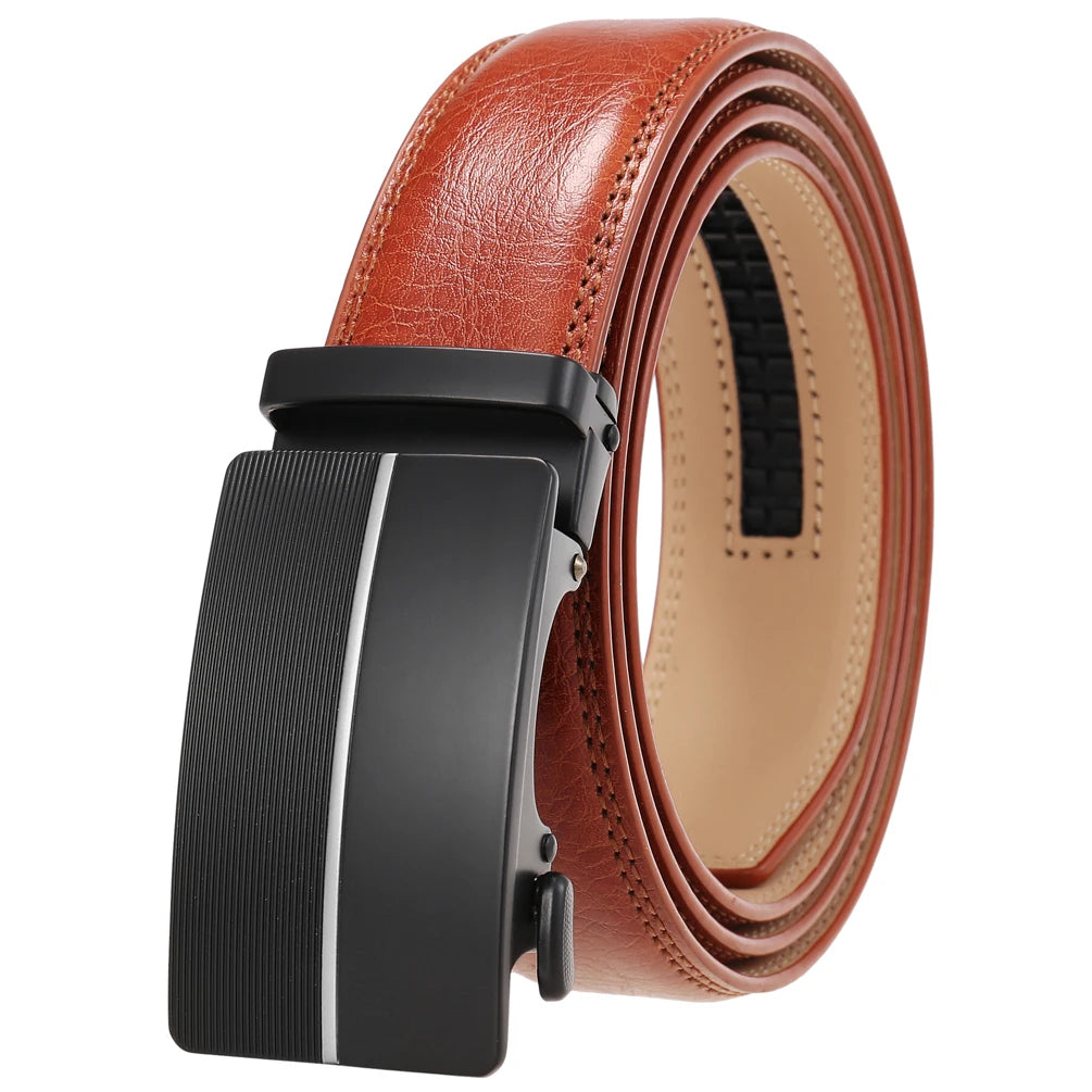 JMT-325066 Men's Leather Belt with Automatic Metal Buckle - Model LY36-22036-1