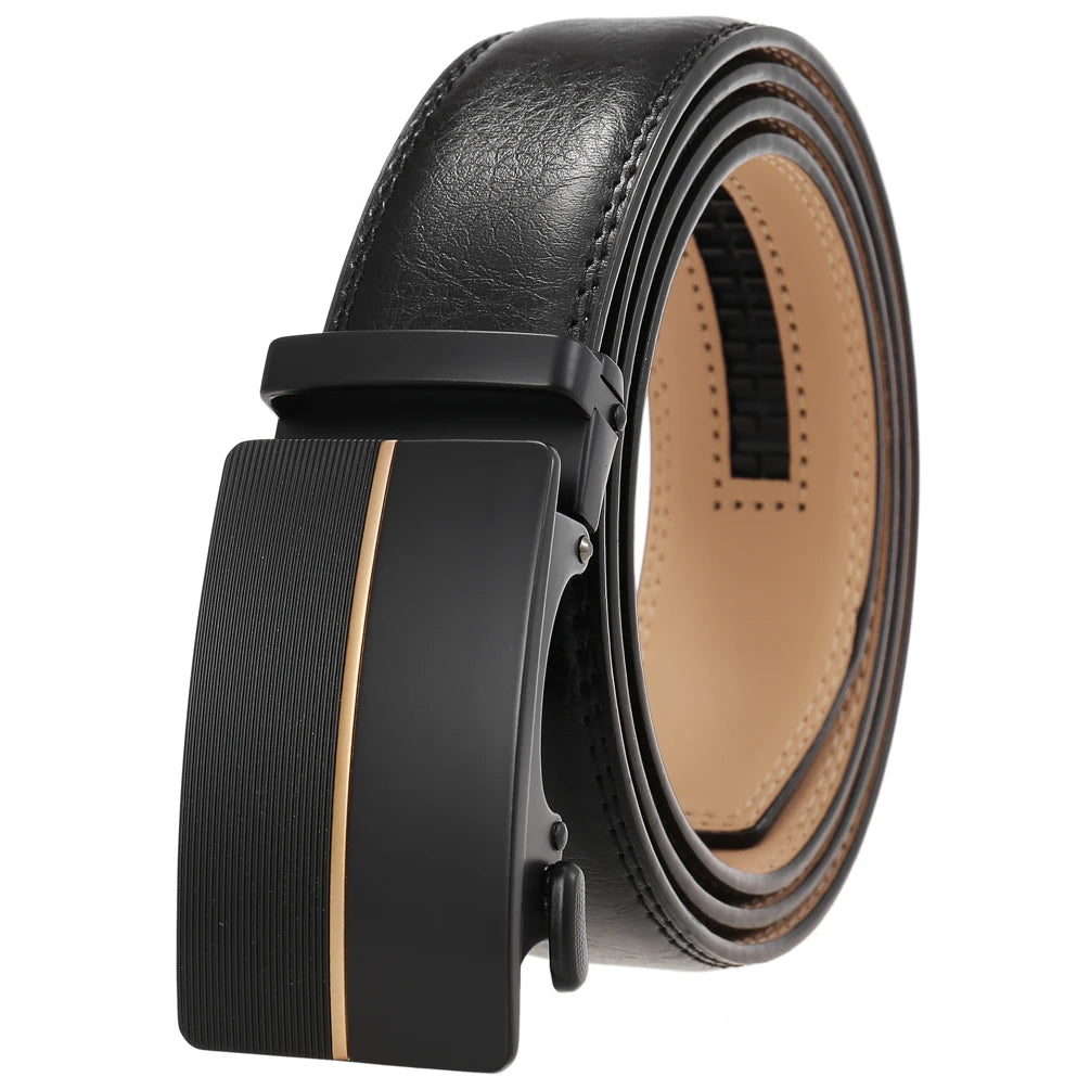 JMT-325066 Men's Leather Belt with Automatic Metal Buckle - Model LY36-22036-1