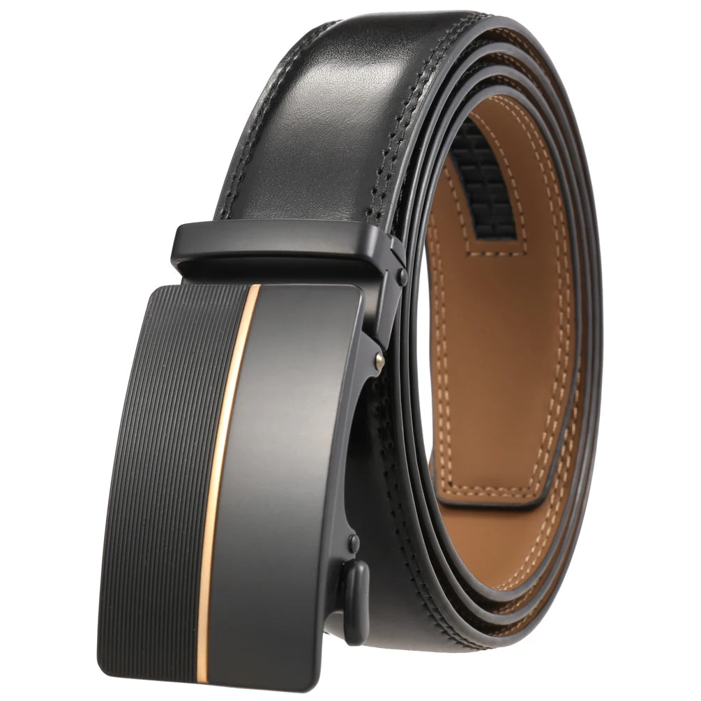 JMT-325066 Men's Leather Belt with Automatic Metal Buckle - Model LY36-22036-1