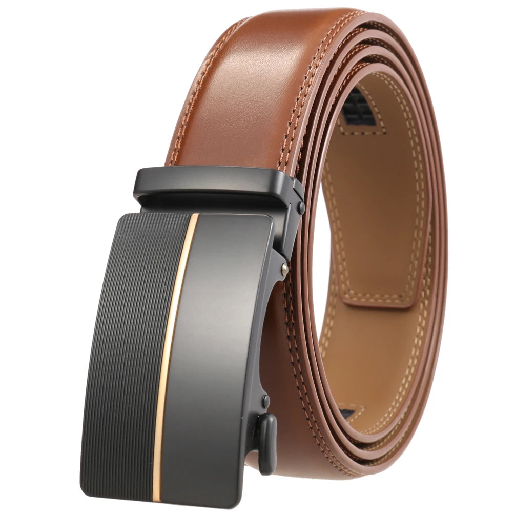 JMT-325066 Men's Leather Belt with Automatic Metal Buckle - Model LY36-22036-1