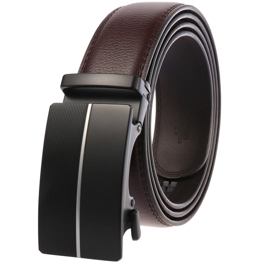 JMT-325066 Men's Leather Belt with Automatic Metal Buckle - Model LY36-22036-1