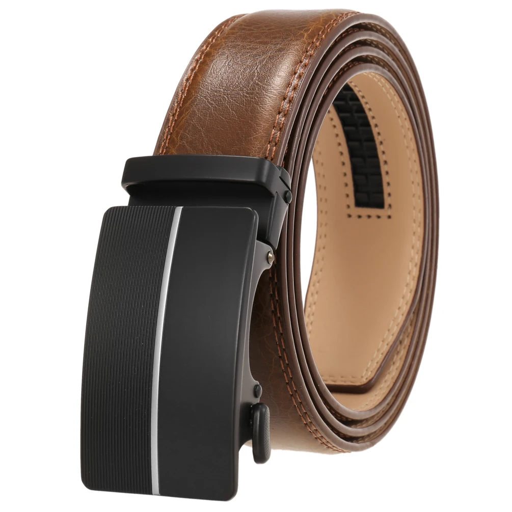JMT-325066 Men's Leather Belt with Automatic Metal Buckle - Model LY36-22036-1