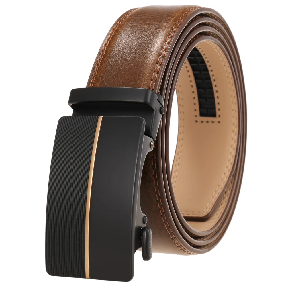 JMT-325066 Men's Leather Belt with Automatic Metal Buckle - Model LY36-22036-1